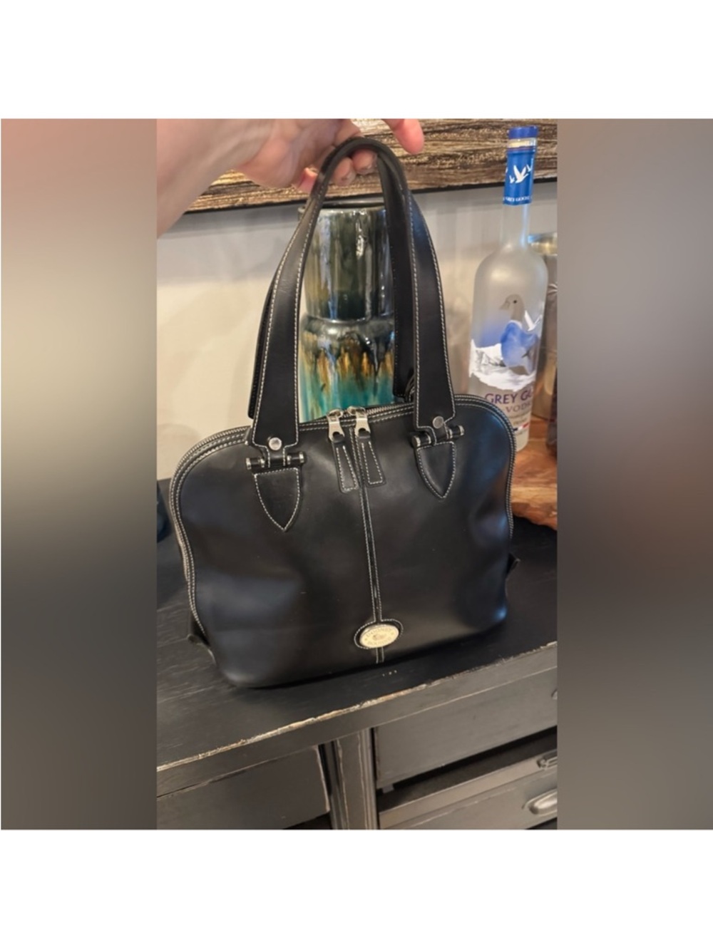 Dooney & Bourke Black Leather Double-Handle Satchel